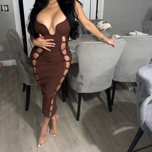Brown bandage dress